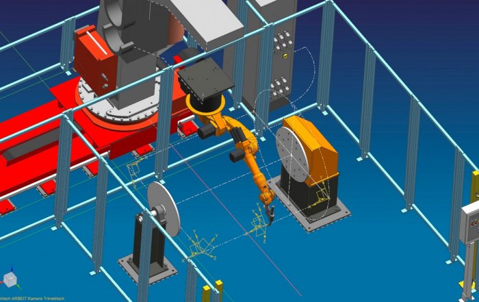 Foto Simulation zur Integration des neuen Kuka-Roboters in die vorhandene Reis-Peripherie